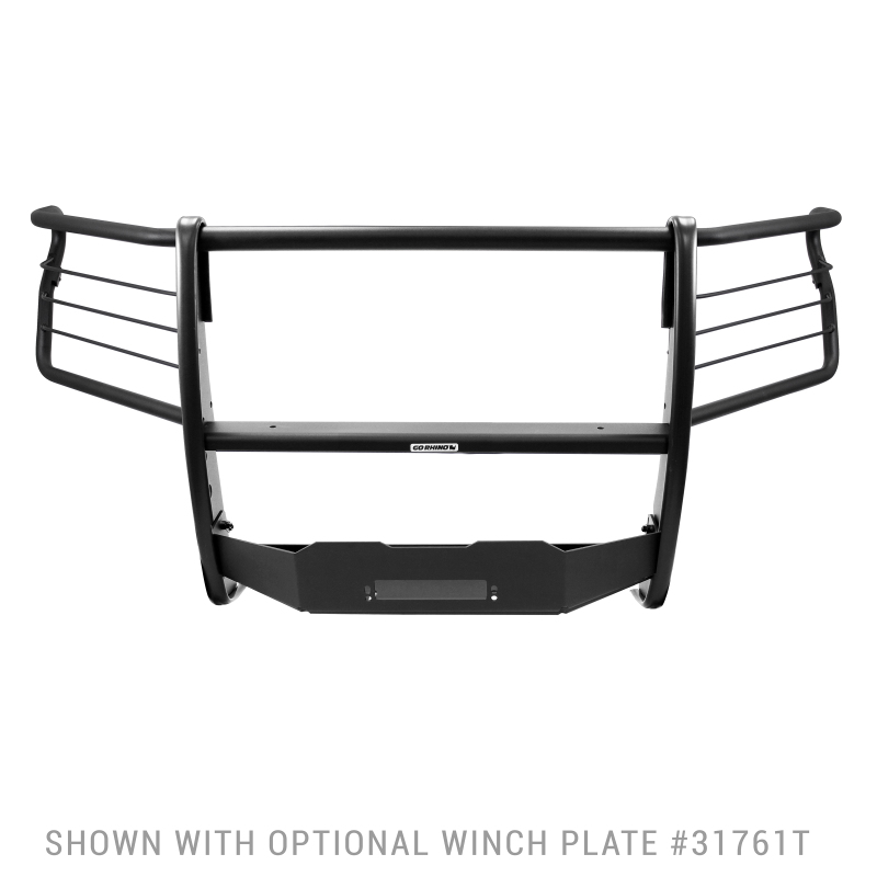 Chevrolet Silverado 1500 Grille Guard - Front - Go Rhino - 3100 Series StepGuard with Brush Guards - Textured Black - `19-`20